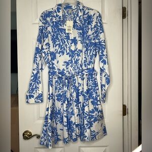 a new day Blue and White Patterned Dress